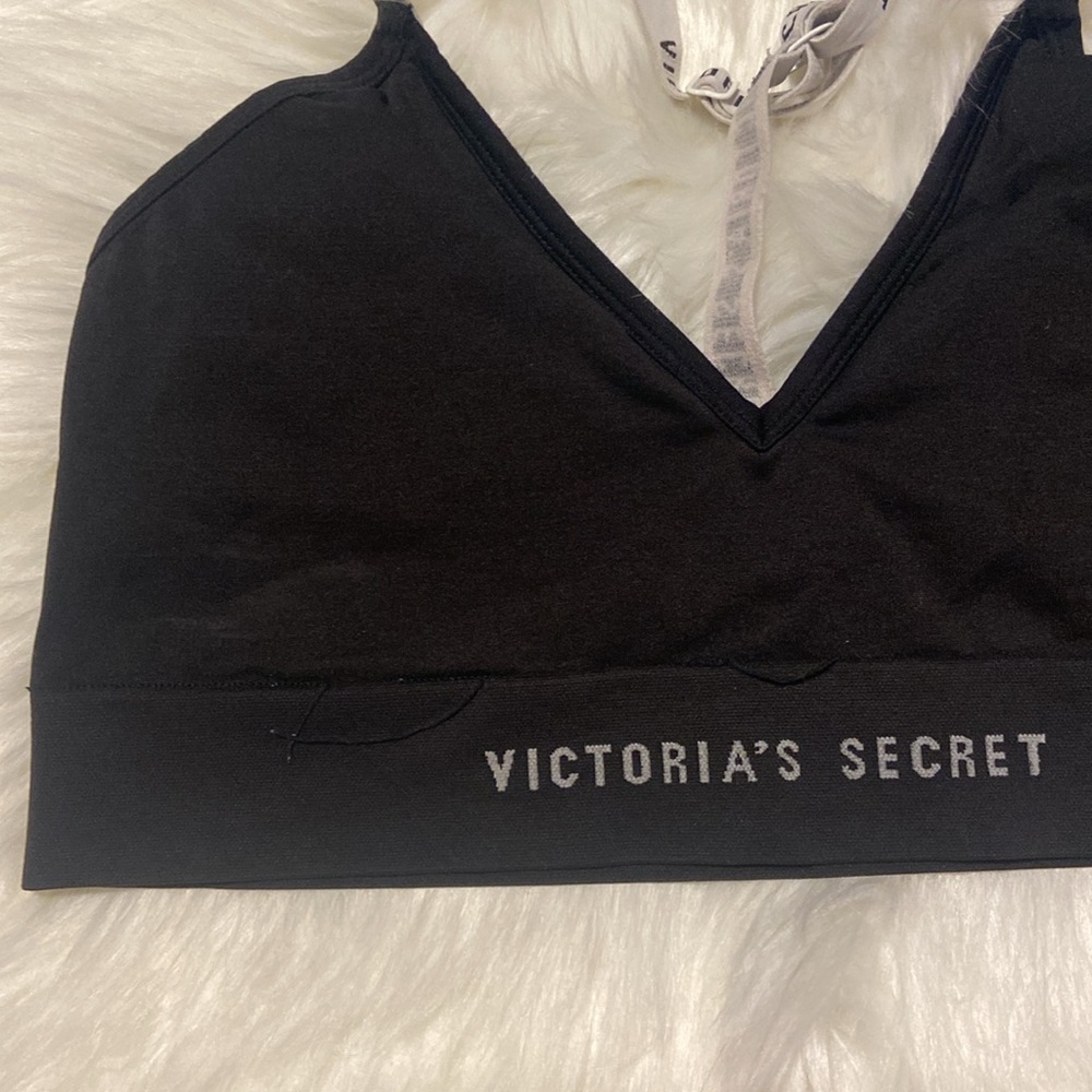 Victoria’s Secret black logo straps bralette sports bra size XL extra large - Picture 4 of 7